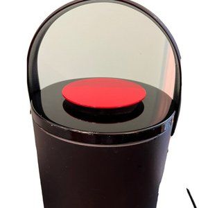 Vintage Georges Briard MCM Totally Mod Ice Bucket Metal Lid Black Vinyl Signed